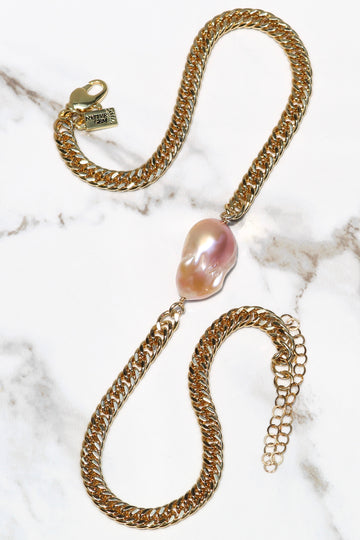 BLING PEARL NECKLACE- BLUSH